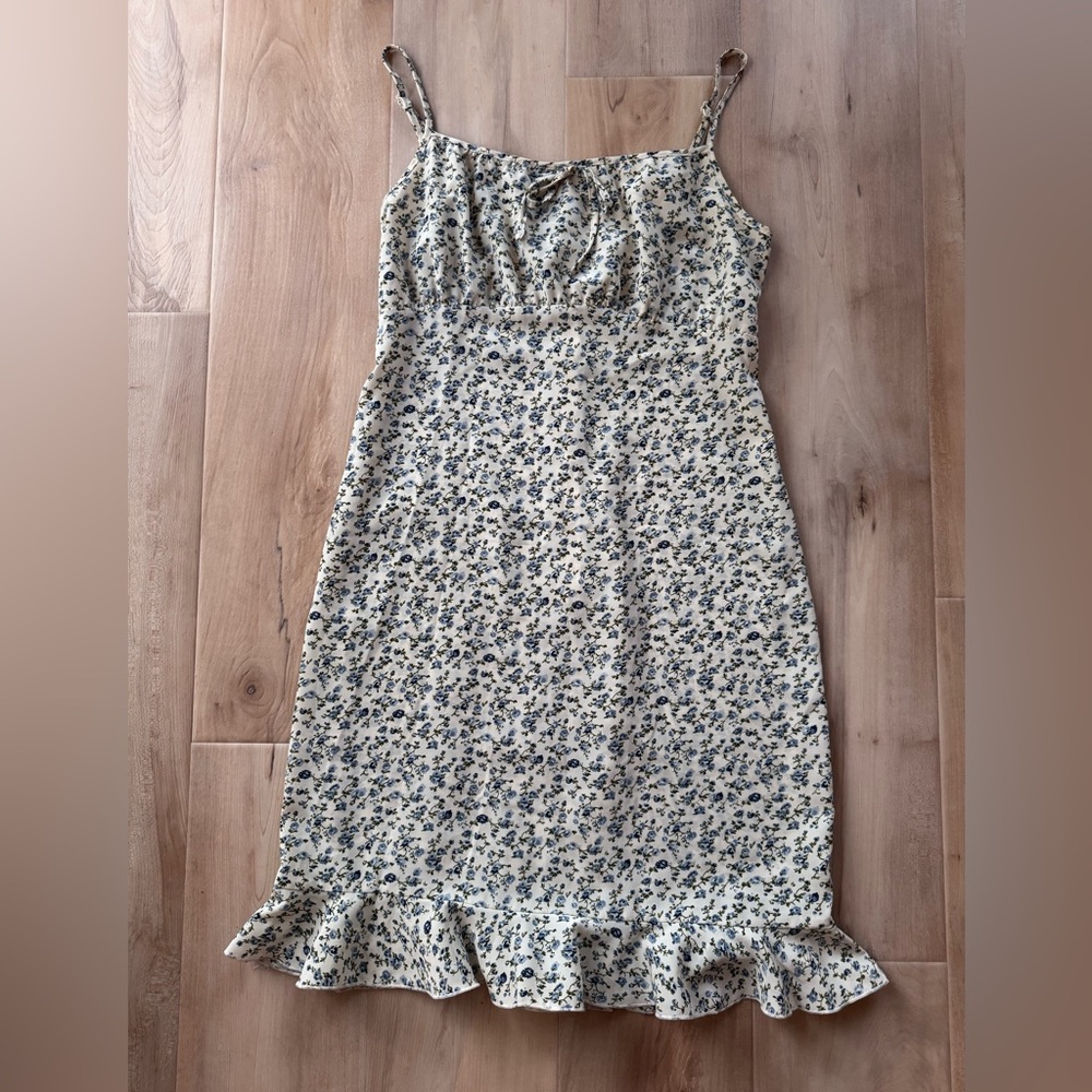 Vintage 90s Lisa Jo Floral Print Tank Dress with Ruffle Hem Size Medium